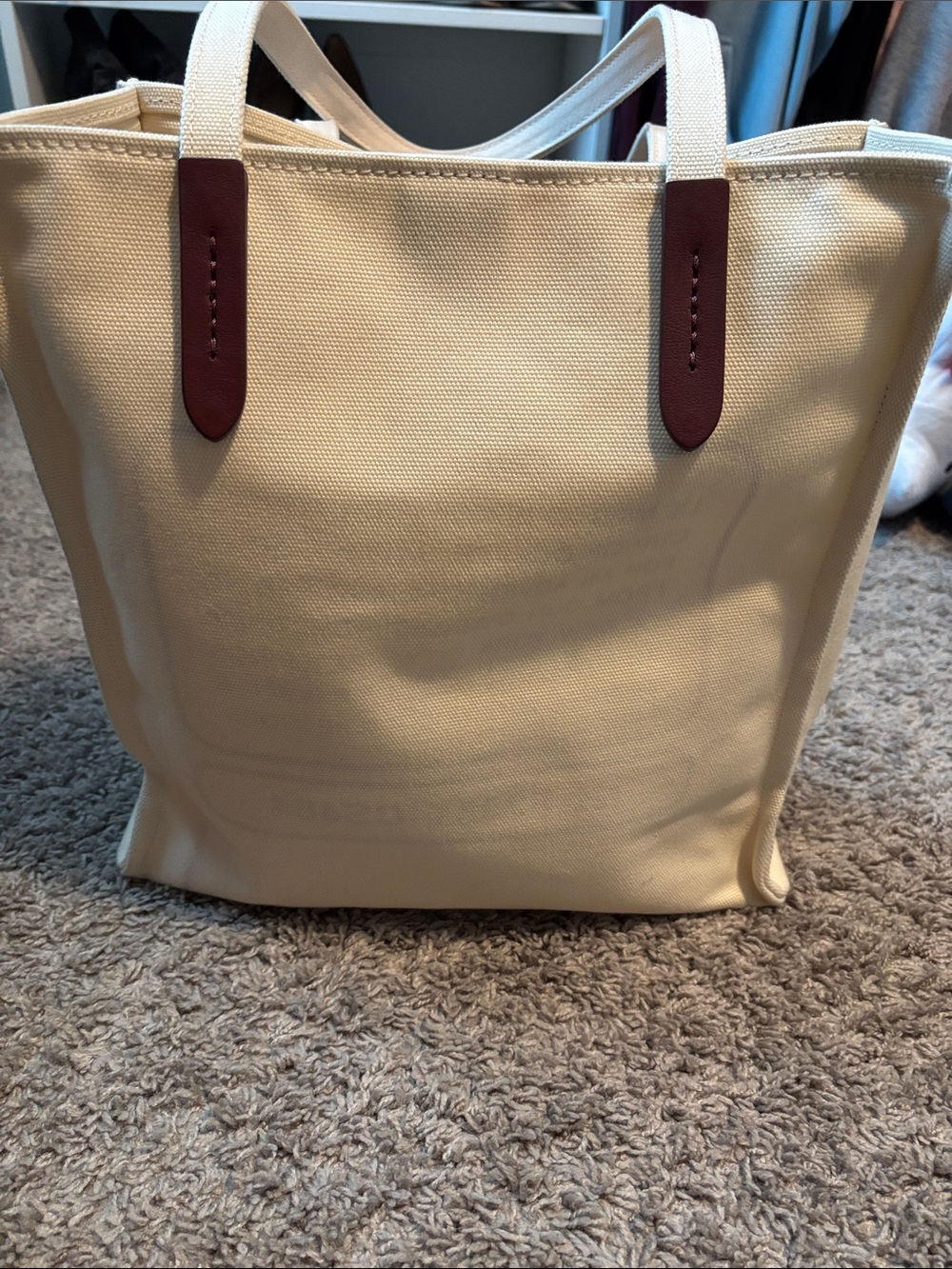 Coach Cream Canvas Tote with Maroon Coffee Shop Graphic Coffee Shop - Picture 6 of 6